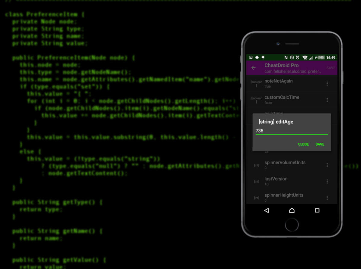 CheatDroid: editing a shared-preferences value of an Android app