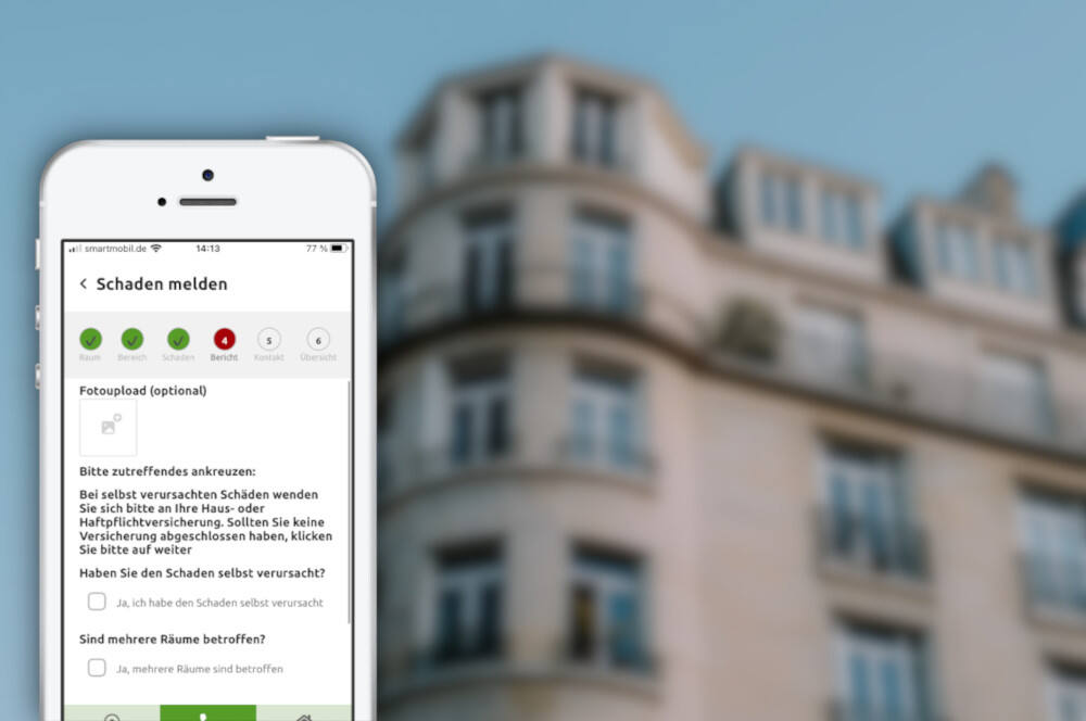 Tenant App: damage reports and documents on a phone